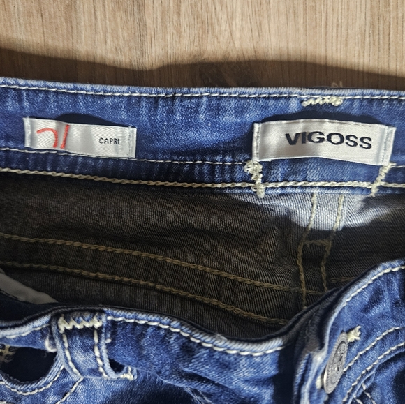 💥Sale💥Vigoss Women's Dark Blue Cropped Capri Jeans - Picture 3 of 5